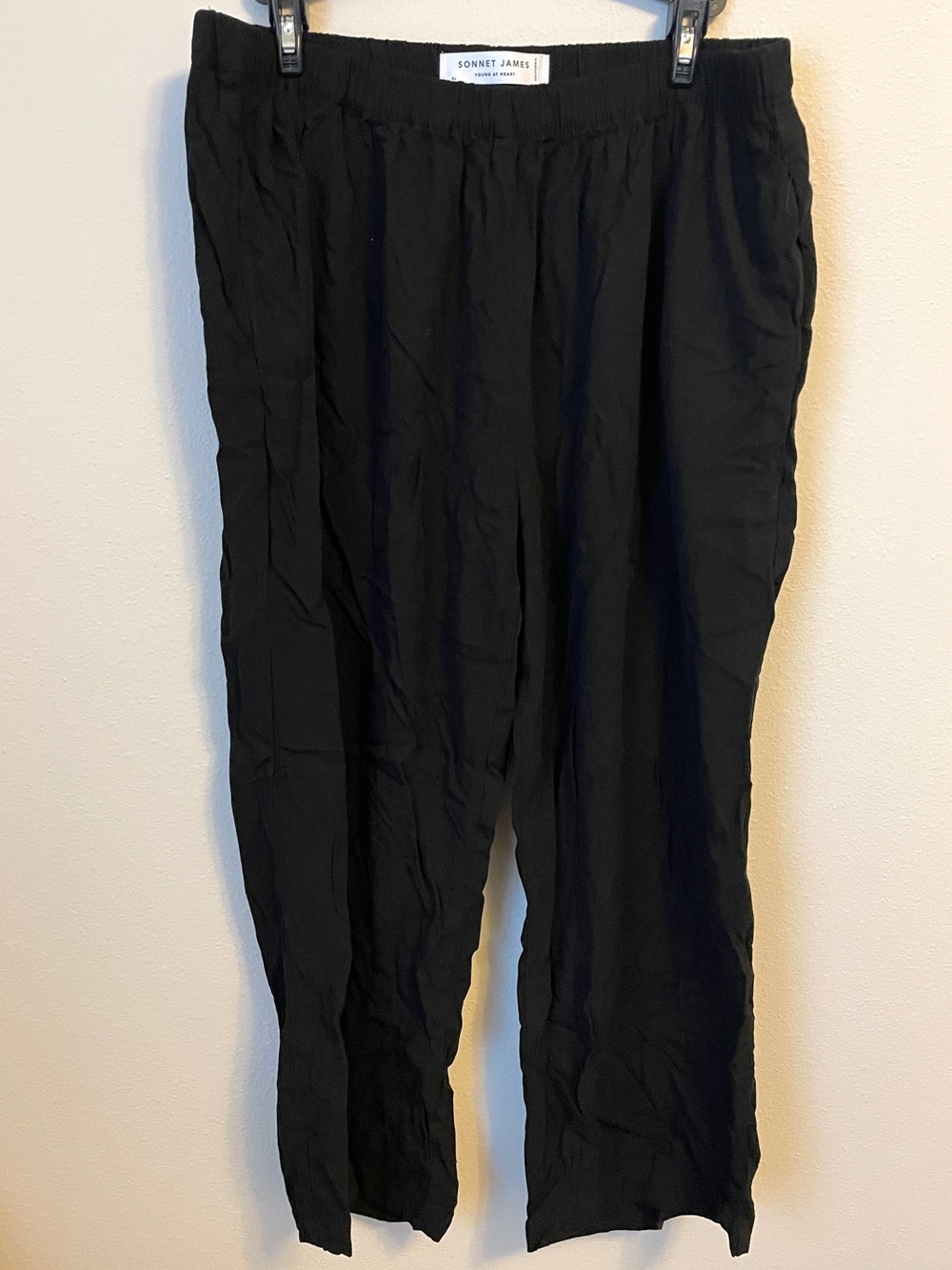 Sonnet James - Black Straight Leg Pants Pockets - Casual Workwear - Size XL